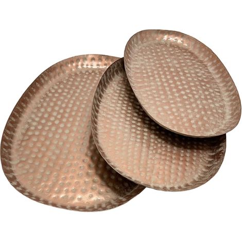 Juego de 3 bandejas ovaladas de metal cobre martillado 43 cm (1/4)