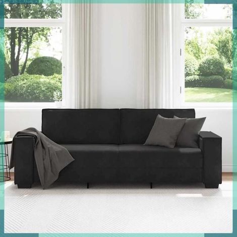 Canapé - 4105035 - 3 places - Velours noir - 220 x 78 x 84 cm (1/5)