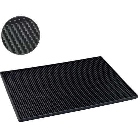 Wenko – Tapis égouttoir vaisselle noir – Extra large 40x30 cm – Structure à picots pour écoulement optimal – Plastique TPR durable