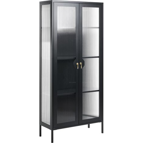 Display Cabinet Black Steel Metal Office Storage Unit Shelves Leg Caps Industrial Design Living Room Home Office Furniture GLEORA (1/5)