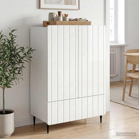 vidaXL Credenza Bianco Lucido 66 x 34,5 x 97 cm Legno (1/5)