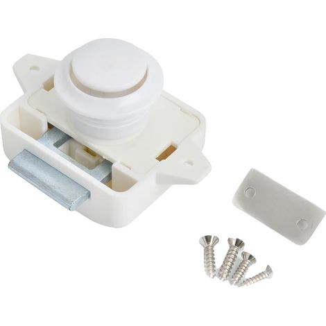 Cerradura con botón pulsador, Mecanismo de botón pulsador, Compatibilidad versátil, Blanco grande (1/2)