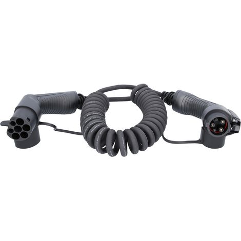 KS Tools efuturo Spiralladekabel Typ 2 auf Typ 1 Stecker, 1 Phase, bis zu 3,7 kW, 16 A, 230 V, Mode 3, 5 Meter (1/2)