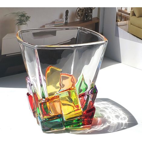 Set mit 2 bemalten Kristall-Whiskygläsern, 320 ml, 8 x 9 cm, inklusive Schaumstoffverpackung (1/4)