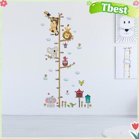 Tbest Toise pour enfants PVC Self Adhésif Mignon Cartoon Kids Height Chart Wall Sticker Amovible Aucun Outils linge suspendre (1/4)