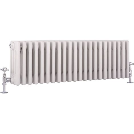 Hudson Reed Windsor - Radiateur Rétro Horizontal Blanc à Colonnes - 30cm x 101cm (1/5)