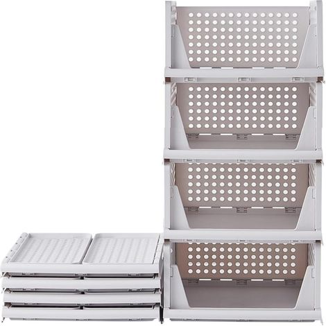 Juego de 4 organizadores de armario apilables y plegables para cajones, armarios, cocina y baño.