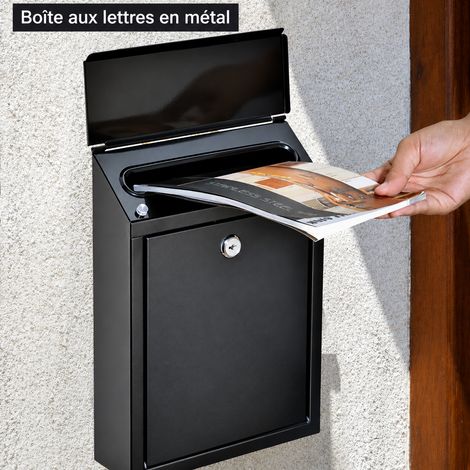 Boîte aux lettres murale extérieure en fer avec serrure étanche noir 21,5 × 7 × 30 cm 1 kg – Livraison gratuite (1/5)