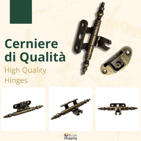 Cerniera Per Armadio Cerniere Mobili Speciale Anticata Stile Arte Povera A114 - Colore: Bronzato (1/5)