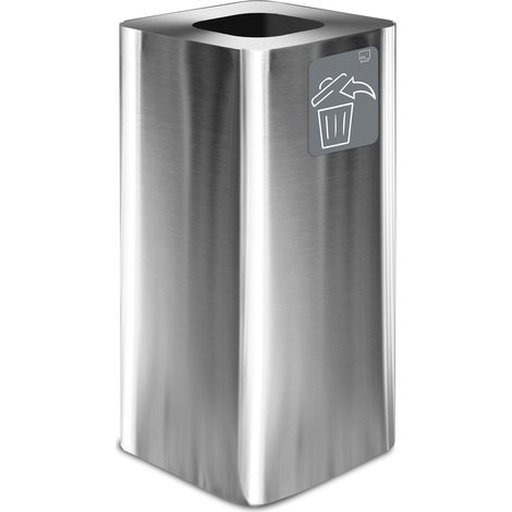 Pattumiera Per Raccolta Rifiuti 38x38xh80 cm In Acciaio Inox con Pittogramma Magnetico Argento (1/2)