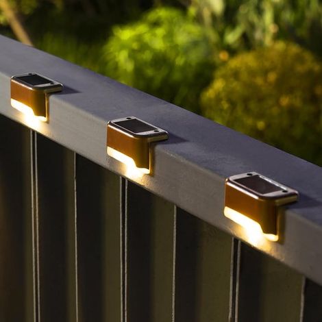Solarbetriebene Außenbeleuchtung für Terrasse und Garten, 6 Stück, wasserdichte LED-Solarleuchten, für Treppen, Stufen, Zäune, Gärten, Terrassen und Wege, warmweißes Licht (1/5)