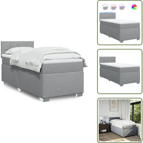Boxspringbett mit Matratze Hellgrau 90x200 cm Stoff - Boxspringbett - Doppelbett - Liegefläche 90x200 Cm - Bettenrahmen - Kopfteil (1/5)