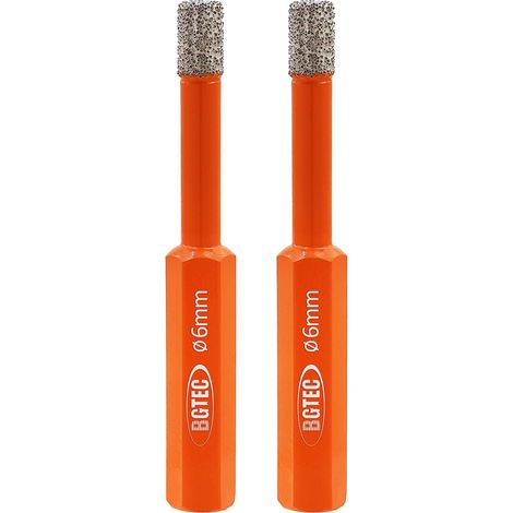 Foret Diamant Sec 2 pièces 6mm Trépan Diamant avec Changement Rapide Tige Hexagonale pour Céramique Carrelage Porcelaine Marbre Granit (1/5)