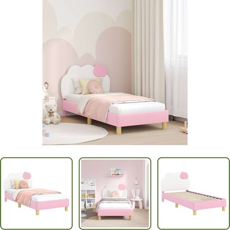 vidaXL Holzbett -  Kinderbettgestell mit Kopfteil mit Kopfteil Rosa 80 x 160 cm PU (1/5)