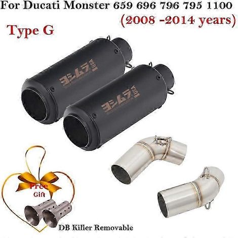 Silencieux d'échappement en fibre de carbone pour moto Ducati Monster 659, 696, 795, 1100, Hypermotard 796, 2008-2014, Db Kil (Type G) (1/5)