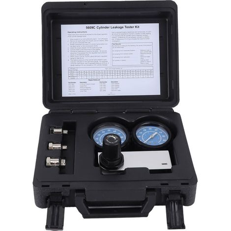 Kit de détecteur de testeur de fuite de cylindre professionnel double jauge avec outil de Diagnostic de moteur d'adaptateur 3 pièces (1/4)