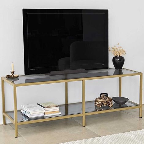 Basic Meuble TV Structure métallique Gris foncé, doré (1/5)