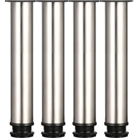4 pieds réglables - hauteur 250 mm, pieds de meuble épais, hauteur réglable 0-15 mm, pieds de table, pieds de meuble, acier inoxydable brossé - vis en acier inoxydable incluses (1/4)