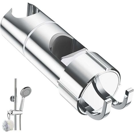 Universelle, verstellbare Duschhalterung 20,5–23,5 mm mit 2 Haken für Stangen von 18–25 mm, verchromt, ideal für Duschköpfe – KZQ