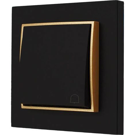 Interruptor de timbre con marco Karlik Mini, negro mate/dorado (1/5)
