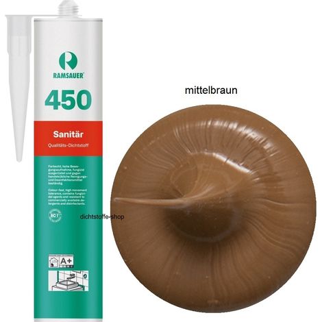 Ramsauer 450 Sanitär Silikon Fugen Dichtstoff 310ml Kartusche mittelbraun