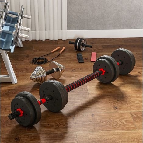 Set d'haltères 2 en 1 15 kg réglable convertible en barre, noir DESVIAE (1/5)