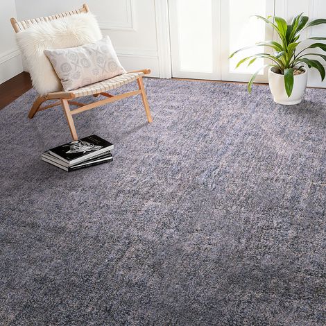 VEVOR Tapis Salon Chambre Poil Long 2,74 x 3,66 m Tapis Moderne de Decoration Interieur Rectangulaire en Peluche Moelleux Epais Resistant Envers Antiderapant pour Salon, Chambre, Veranda, Bleu-Gris (1/5)
