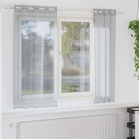 Voile-Vorhang 2 pcs Dunkelgrau 175 x 140 cm Polyester
