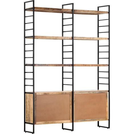 vidaXL Bücherregal 4 Ebenen Mango Holz braun 124x30x180 cm