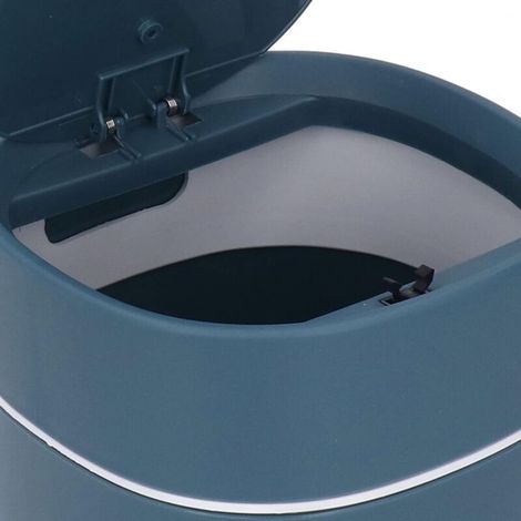 Poubelle de table avec couvercle – Poubelle compacte 2L en ABS pour bureau. chambre. salle de bain – Dimensions 13 x 14 cm – Couleur bleu marine (1/4)
