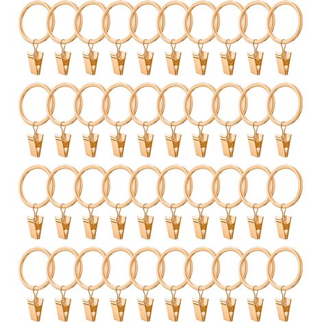 40 anneaux de crochet pour rideaux - or clair - fil de 3,5 mm x diamètre intérieur de 25 mm (1/5)