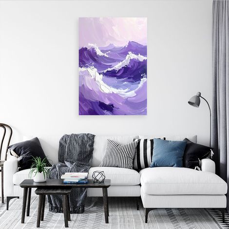Wandbild Meereswellen Moderne Pastell Landschaft Lila 70x100