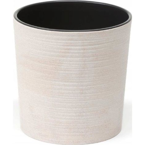 Pot de fleurs rond Lamela blanc 30 cm en plastique écologique avec insert 1 pc. (1/5)