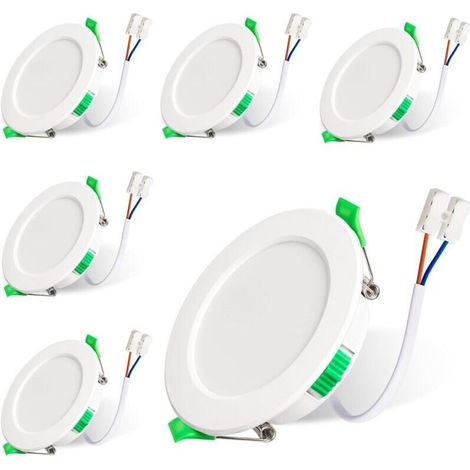 Lot de 6 spots LED encastrables extra plat IP44, 230V 7W pour salle de bain cuisine salon, température couleur 3000K 4000K 6500K