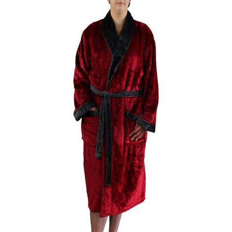 Gözze - Accappatoio Unisex con Con Collo a Scialle, Sensazione di Seta, 100% Microfibra, 330 g/m², Taglia, 100% Microfibra, S - Rosso (1/4)
