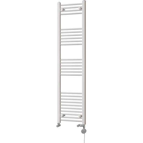 Zennor - White Dual Fuel Towel Rail H1600mm x W400mm Thermostatic - Straight (1/3)