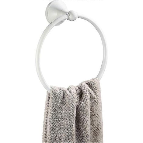 Anneau porte-serviettes blanc, anneau en laiton pour tissu, accessoire de salle de bain mural, finition peinture blanche (1/5)