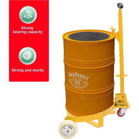 Carro para bidones, capacidad de carga de 500 kg, compatible con bidones de hasta 60 cm, construcción de acero, maniobrabilidad mejorada, modelo BYC-WWHTJ-001 (1/5)