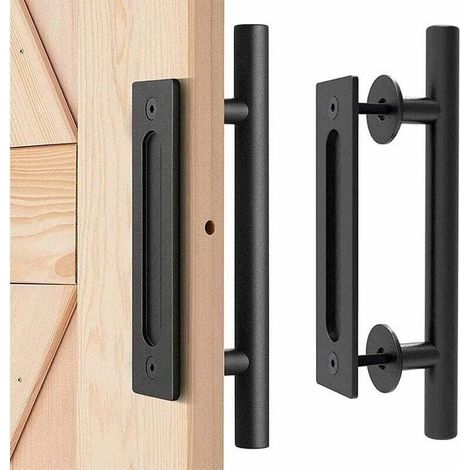 Poignée de porte coulissante en acier inoxydable robuste – pour garage, atelier ou hangar – 1 pièce, finition noire mate (1/5)