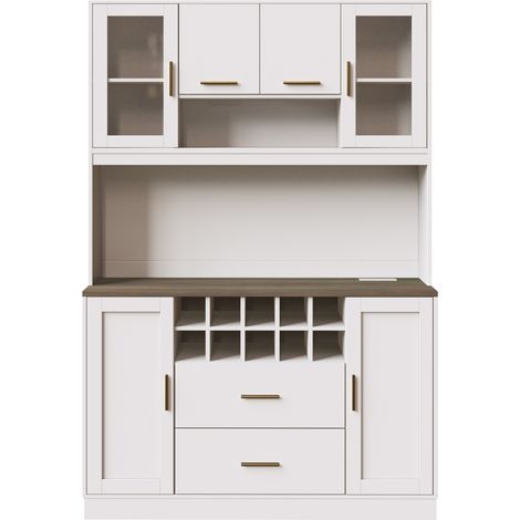 Aparador alto 120x36,3x180 cm con LED, enchufe, 6 puertas y 2 cajones (1/5)