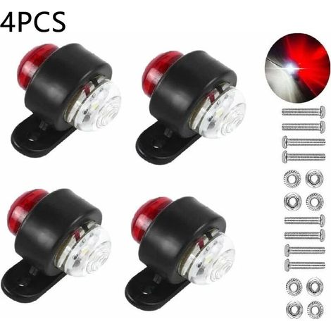 Lot de 4 feux de position latéraux à LED 12-24 V – Feux d'avertissement doubles rouge et blanc – Installation facile pour camions et remorques (1/5)