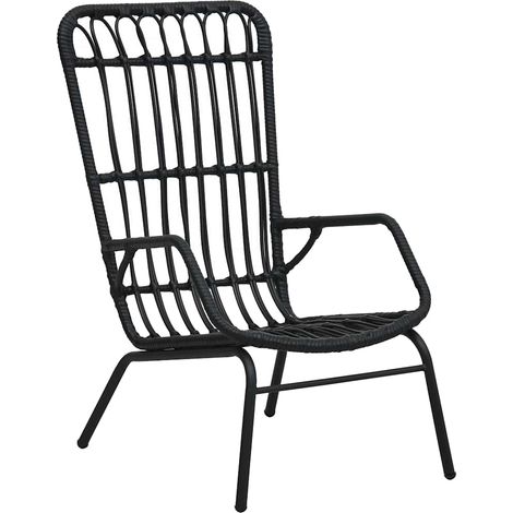 48581 vidaXL Garden Chair Poly Rattan Black (1/5)