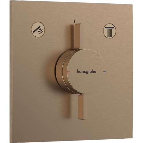 Mitigeur de douche encastré, Robinet douche carré 2 sorties, Mitigeur monocommande pour iBox universal 2, Bronze brossé, 75417140 (1/4)