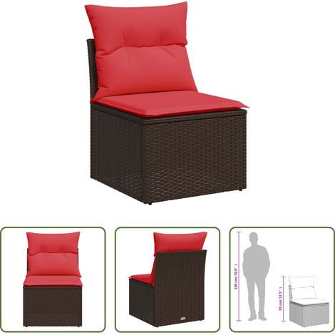 Rattan - Gartensofa ohne Armlehnen mit Kissen Braun Poly Rattan (1/5)
