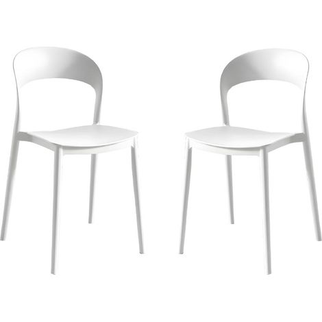 Set 2 Sedie Impilabili in polipropilene da cucina 40x39x78 cm Colore Bianco LUNA Colore Bianco