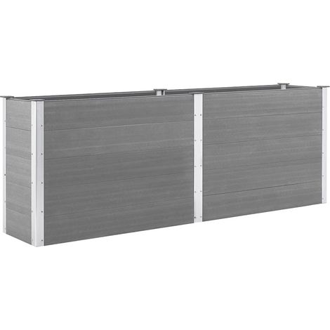 Bac à fleurs - Jardinière pour extérieur/intérieur jardin terrasse balcon - Lit surélevé de jardin 250x50x91 cm WPC Gris Chic-685662 (1/4)
