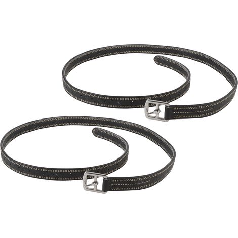 Lot de 2 sangles d'étriers en microfibre avec boucles en acier inoxydable pour l'équitation, noires. (1/5)