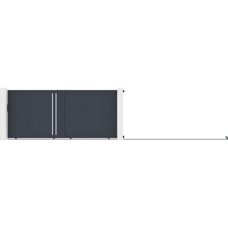Portail coulissant aluminium semi ajouré L421 x H180 cm anthracite - TOROMA