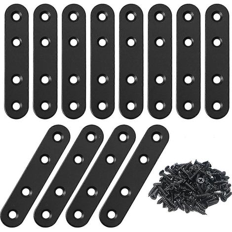Lot de 12 supports droits en acier inoxydable, équerres plates en métal, plaque de réparation avec vis (1/4)