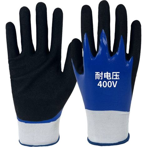 Gants isolants électriques bleus, résistants à une tension de 400 V, très élastiques, compatibles avec les écrans tactiles. (1/5)